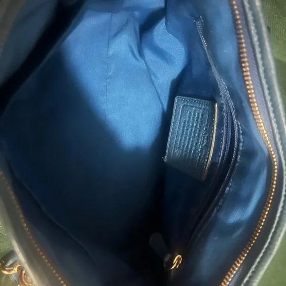 Coach Navy Leather Shoulder Tote with Gold Hardware - Picture 14 of 15